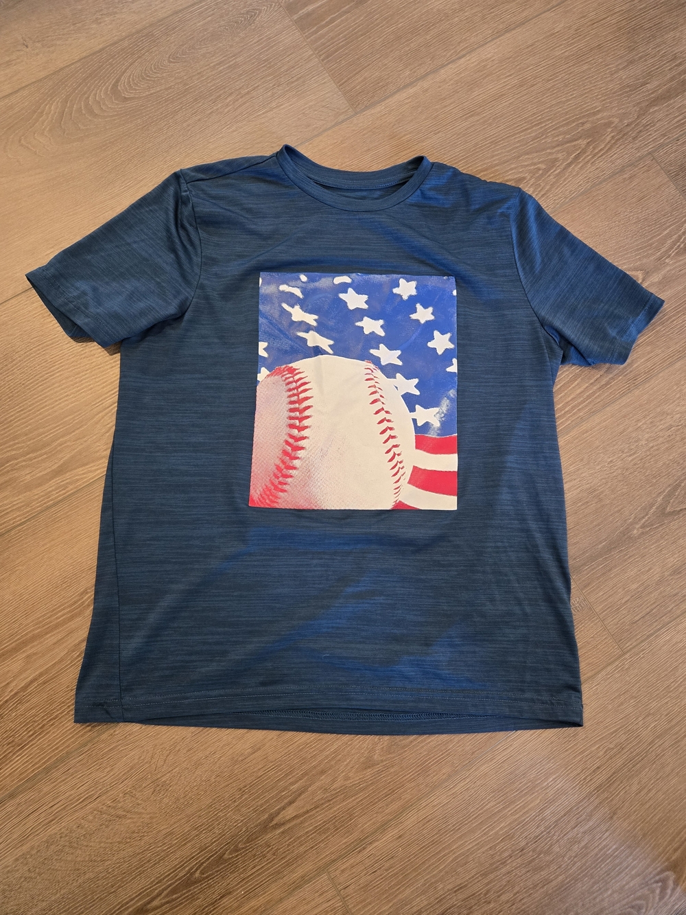 tek gear Navy Blue Baseball Flag Graphic Tee